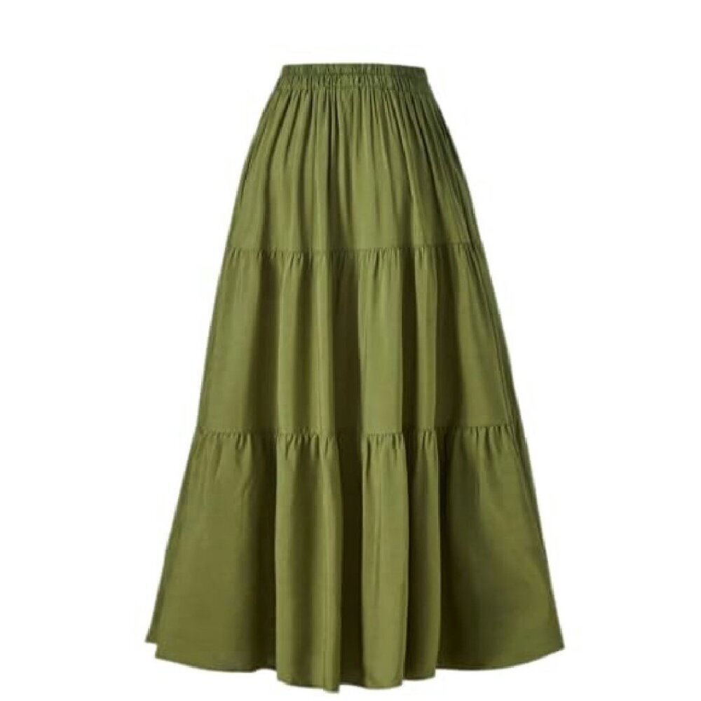 Long Flowy Maxi Skirt with Pockets High Waist A-Line Renaissance - Picture 4 of 8